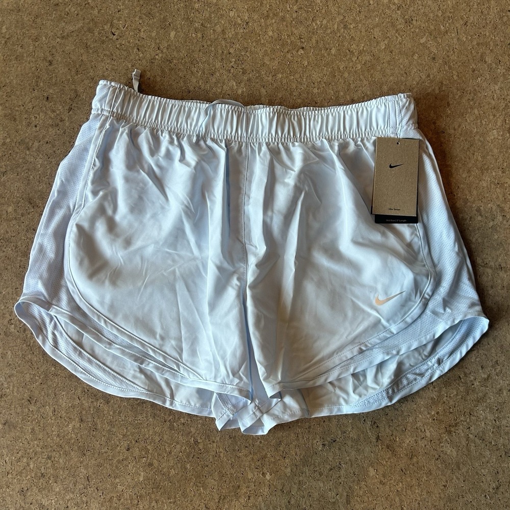 New Nike Women's Dri-FIT Tempo Mid Rise Brief Lined Running Shorts Ice Blue Sz L